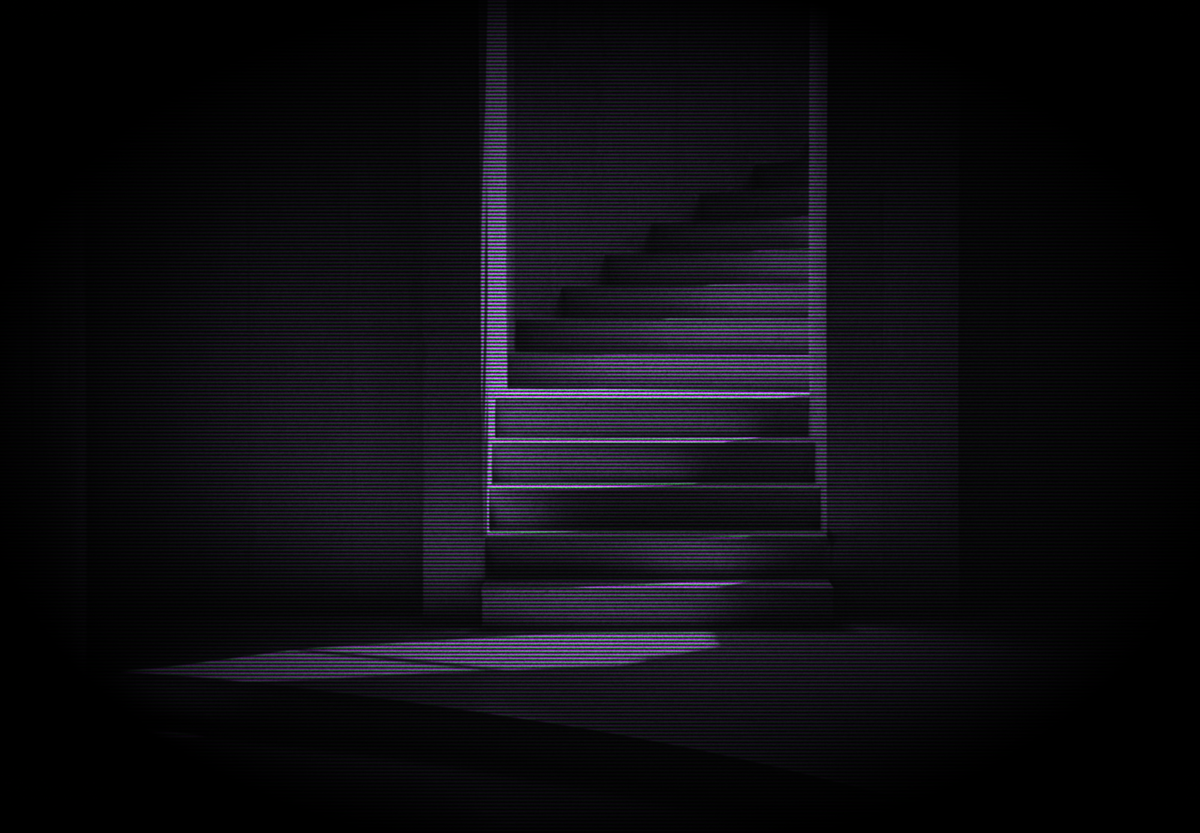 A decorative image of a path of stairs inside a room