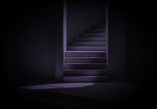 A decorative image of a path of stairs inside a room