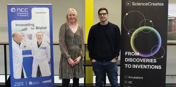 Jo Dally, Chief Business Officer at NCC, and Harry Destecroix, Founder of Science Creates