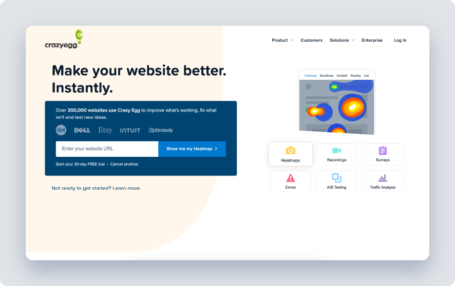 Crazy Egg screenshot.