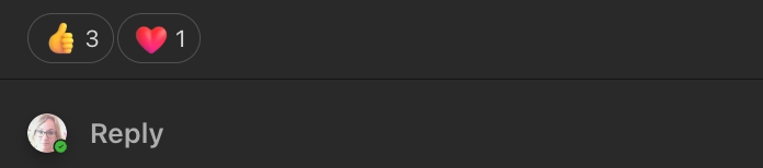a screenshot of reactions to a Teams post, showing three thumbs up and a heart