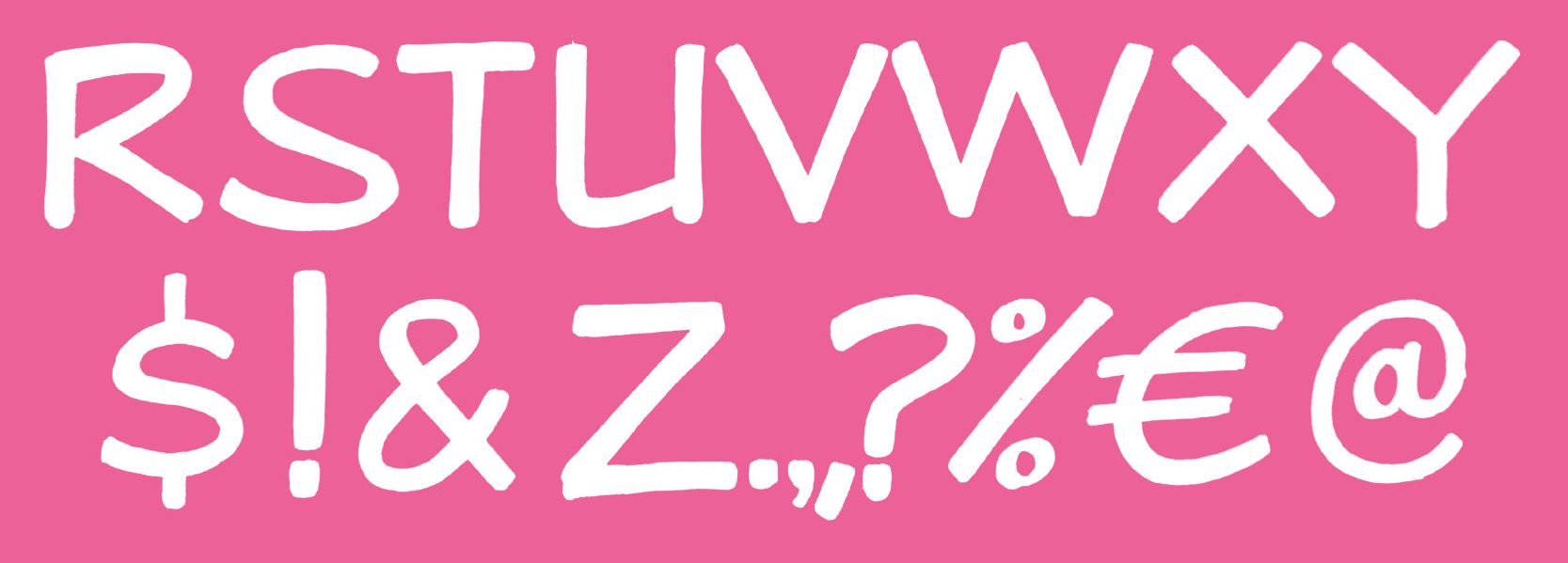 Painted letters RâY and a number of punctuation marks.