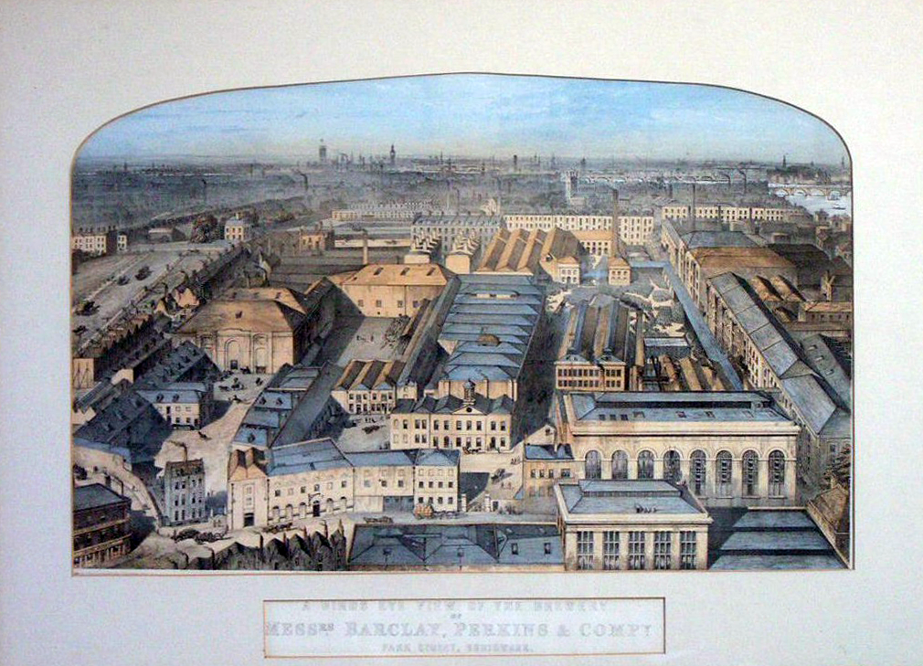 Illustrated aerial view of a vast expanse of industrial buildings.