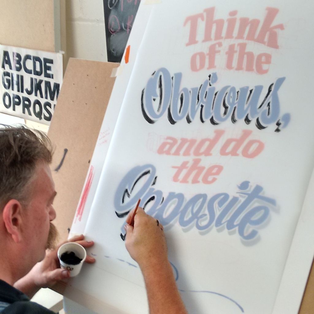 Mike Meyer painting one of the positives to create the screens from.