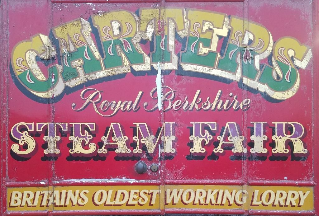 This ageing piece of lettering adorns the back of one of the fair’s many vehicles, which was co-opted to be the bar at the meet.