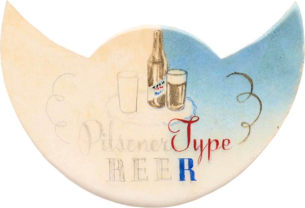 Lehmann Printing, label comp for OBCO Pilsener Type Beer (half pencil sketch), ca. 1930.