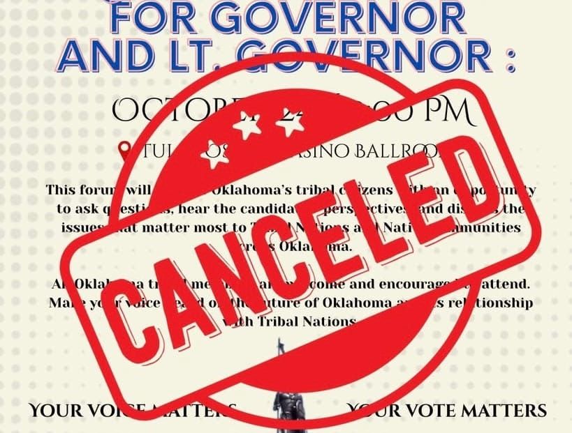 Native voter forum canceled after only one Oklahoma candidate confirms attendance