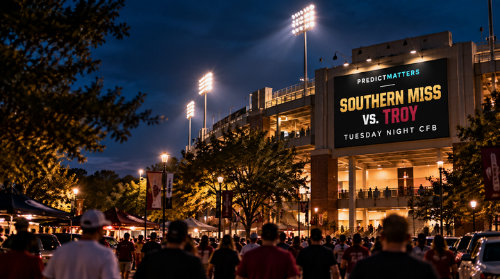 Southern Miss vs. Troy Prediction Markets: Prices & Props for Tuesday Night Sun Belt Showdown