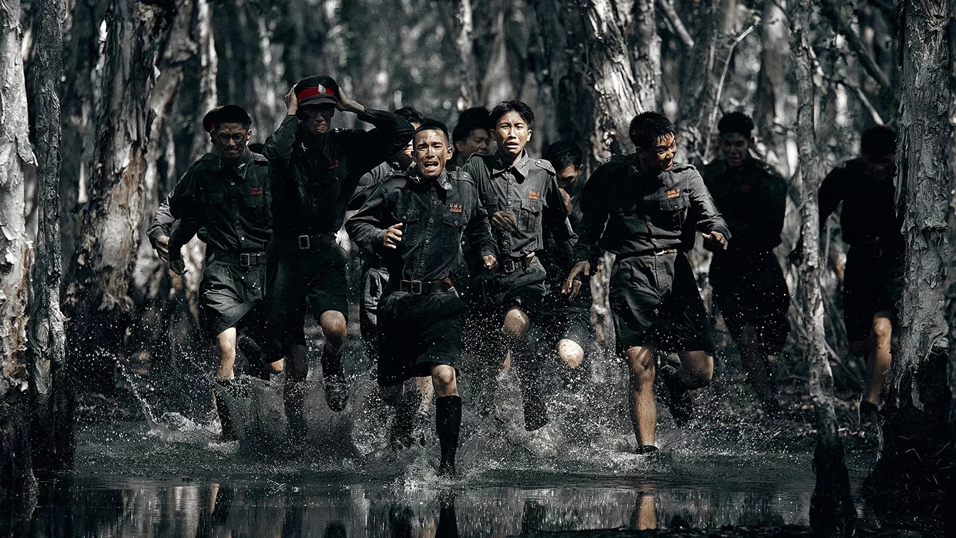 Young Thai soldiers run screaming in their uniforms in Operation Undead