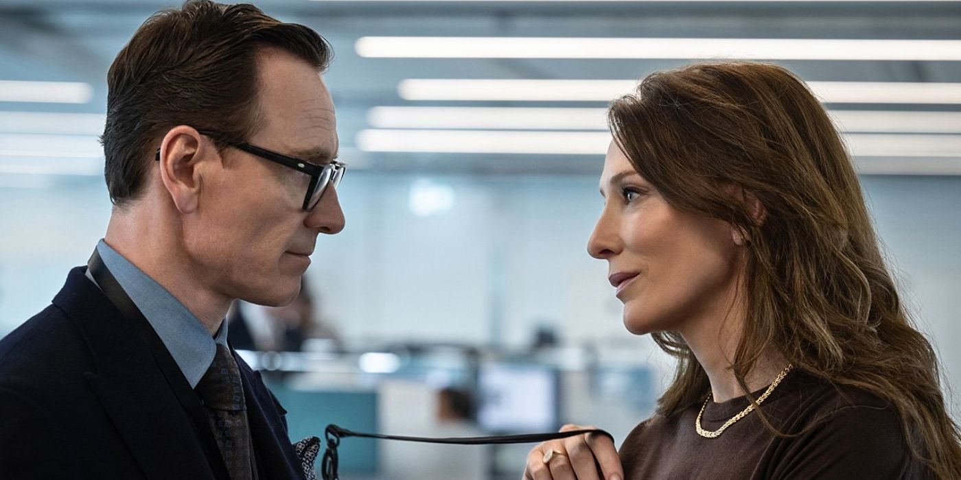 Michael Fassbender and Cate Blanchett stare into each other's eyes in Black Bag