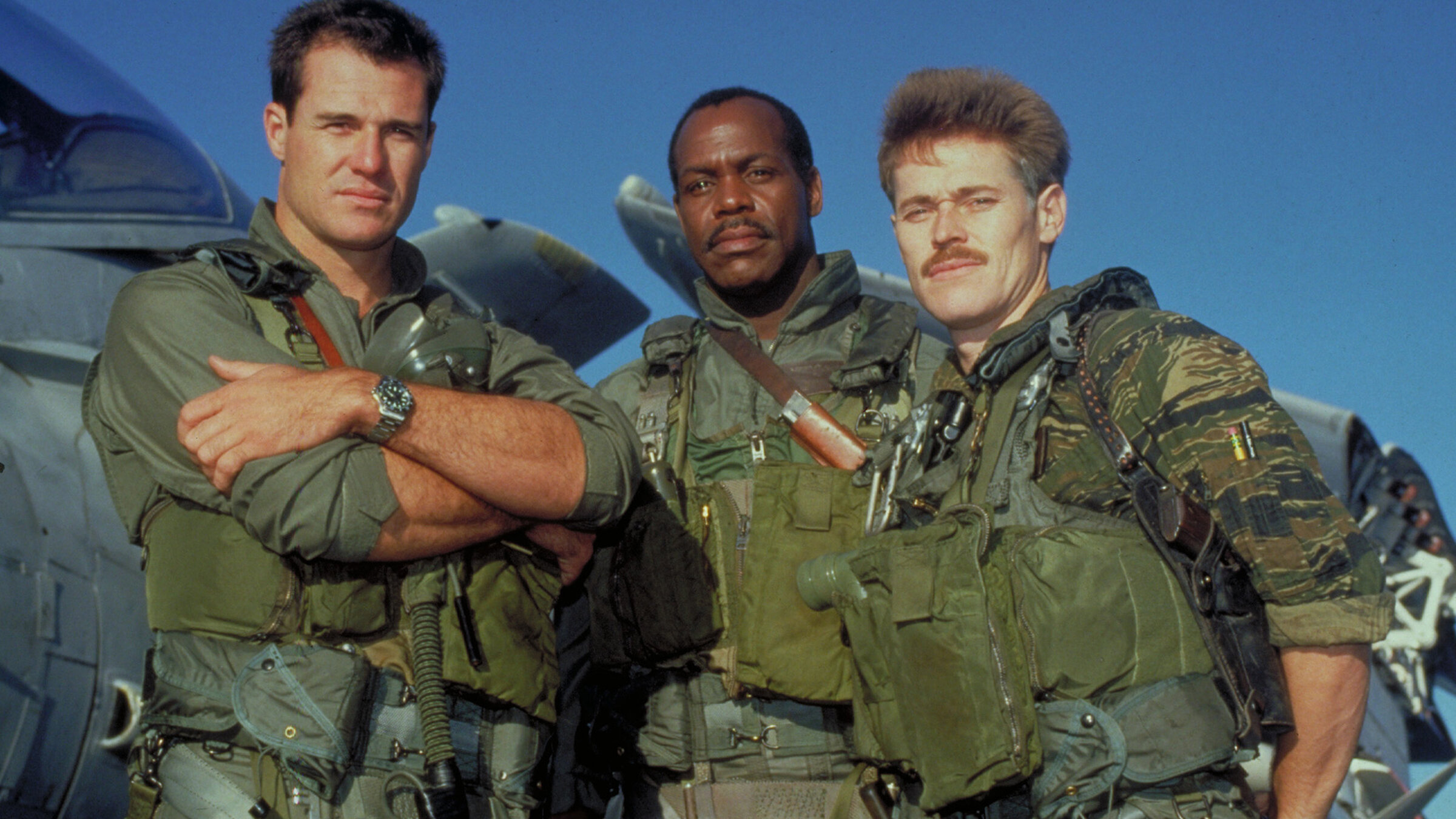 Brad Johnson, Danny Glover, and Willem Dafoe in Flight of the Intruder