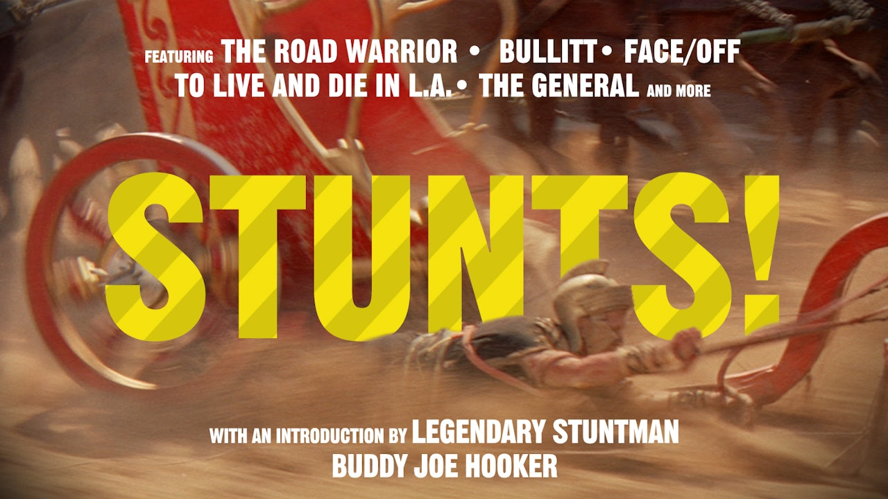 Cover art for Criterion Channel's Stunts! collection, featuring an image from a chariot race in Ben-Hur