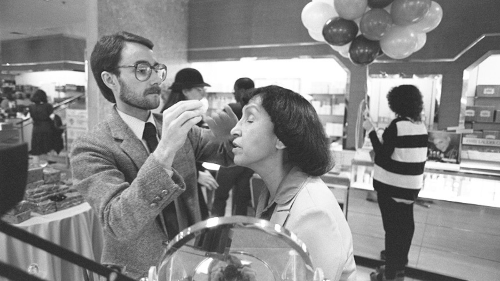 An image of Neiman-Marcus workers and shoppers from Frederick Wiseman's The Store