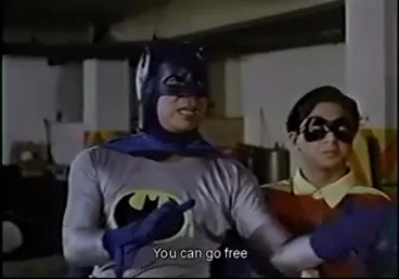 In Alyas Batman en Robin, Batman passionately signs "You can go free"
