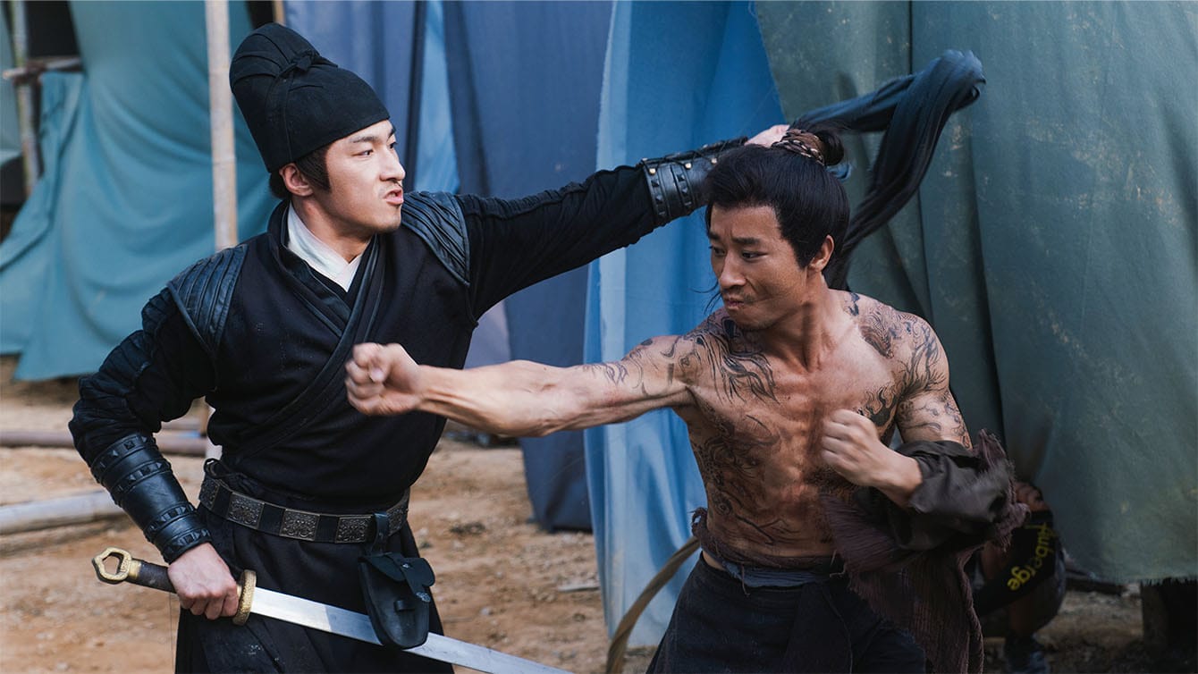 A moment from the dye shop fight in The Butcher's Blade