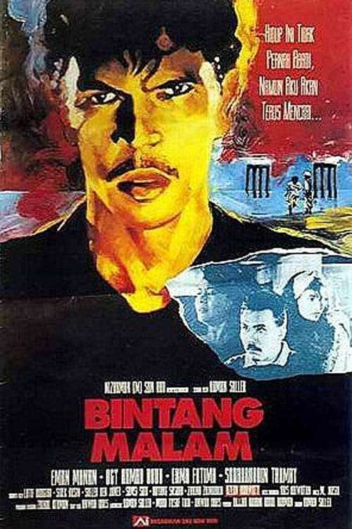 Poster for June 1991 Malaysian movie Bintang Malam, painted with one man looming large over other characters