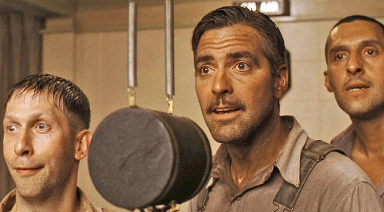 George Clooney, Tim Blake Nelson, and John Turturro sing in O Brother, Where Art Thou?
