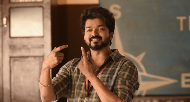 Vijay points at himself in a classroom in Master