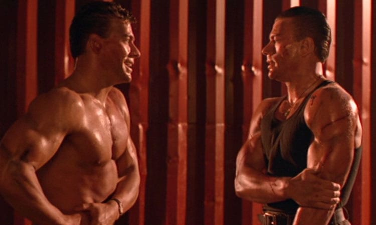 Two Van Dammes flex next to each other in Double Impact