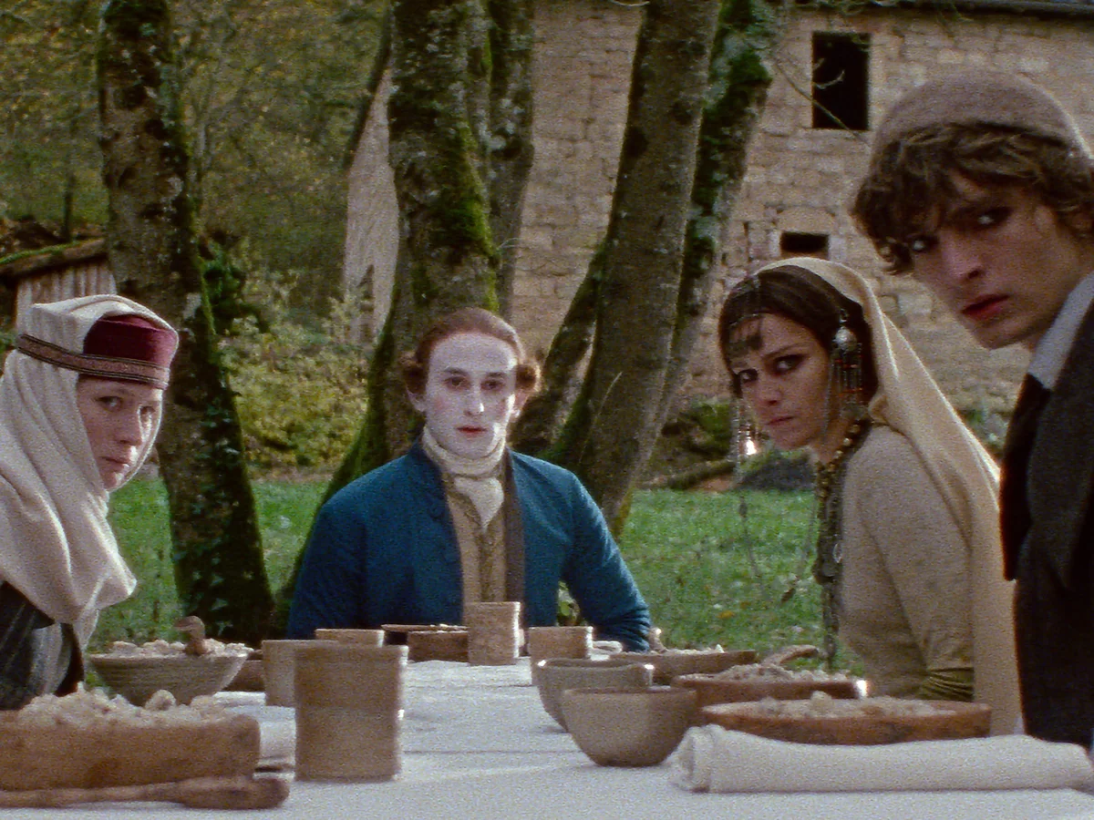 In the Vourdalak, a French nobleman and a rural Eastern European family sit around the dinner table and all look at something shocking together