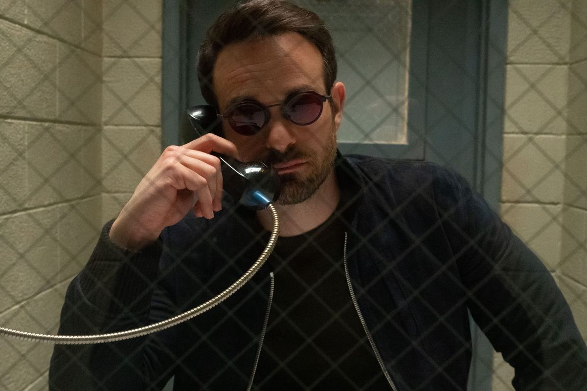 Matt Murdock on the phone in a prison in Daredevil: Born Again
