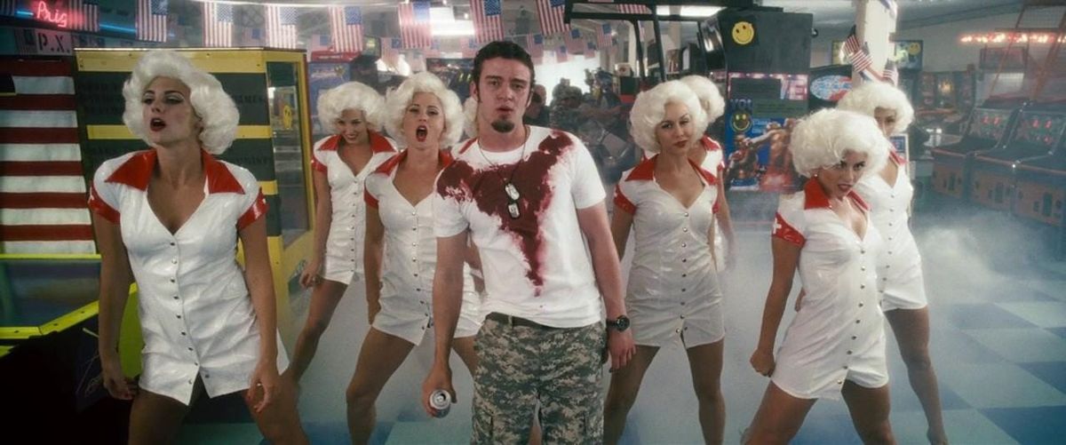 Justin Timberlake sings All These Things That I've Done in a musical sequence in Southland Tales