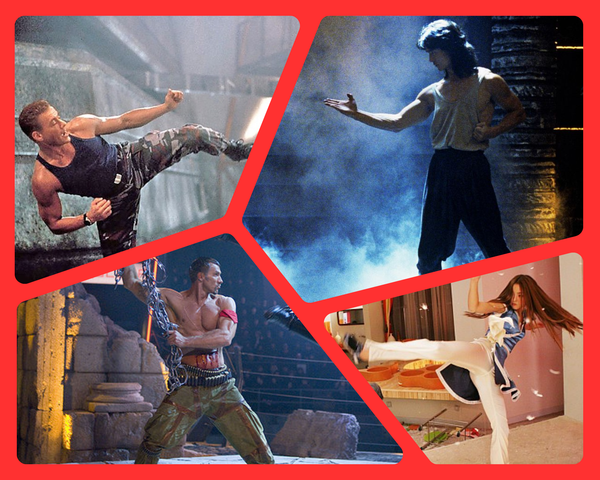 A collage of fighters from live-action fighting game movie adaptations