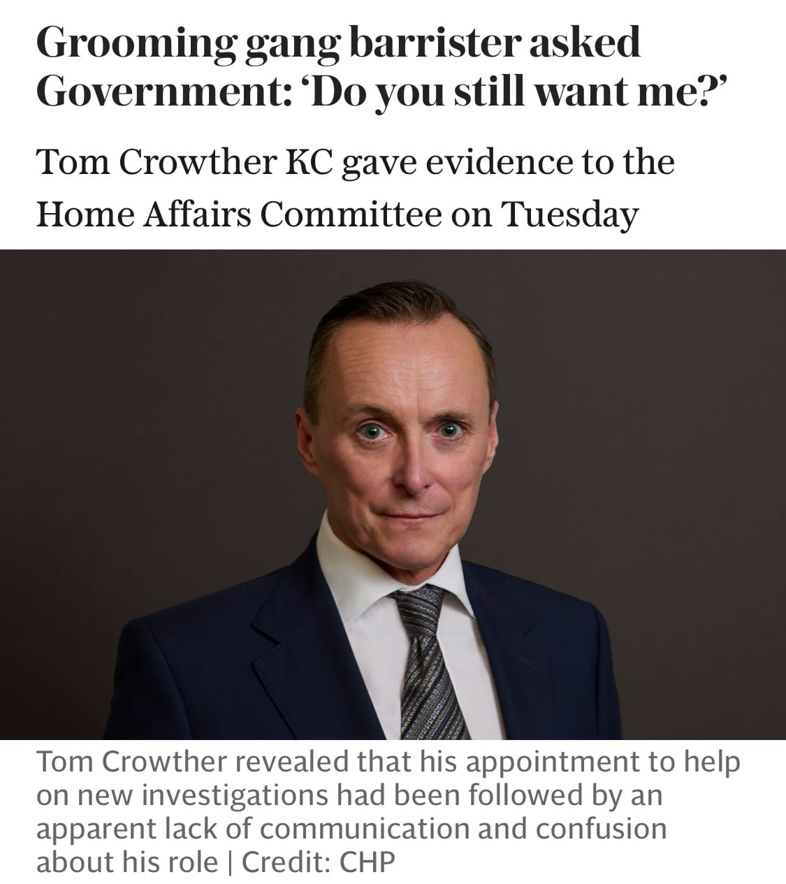 CROWTHER AND THE WHITEWASH IN WAITING: