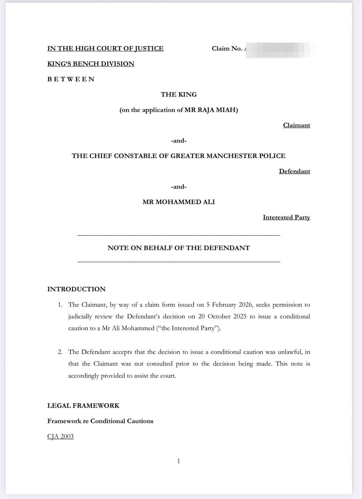 High Court Proceedings Forces Police to Admit Unlawful Decision