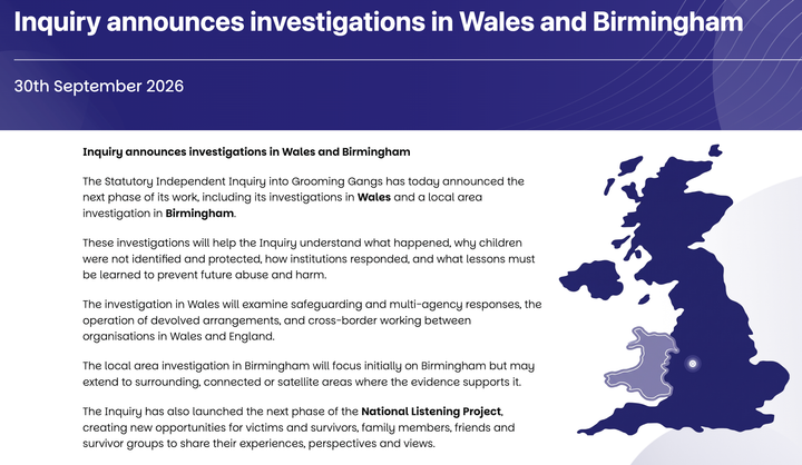 Birmingham and Wales Now Added To National Grooming Gang Inquiry