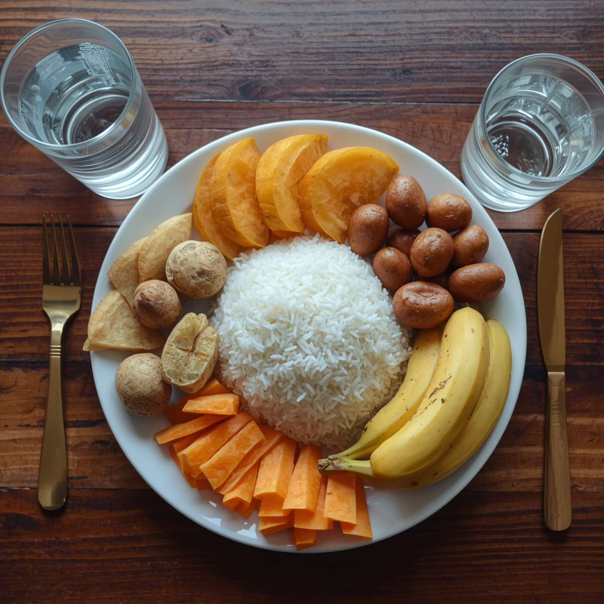 A whole sweet potato or yam, raw and unprocessed, on a wooden surface