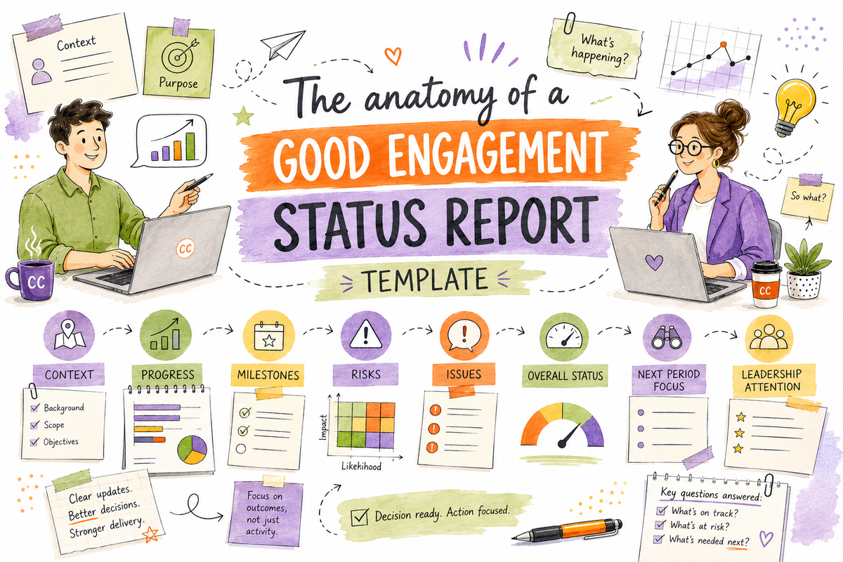 Anatomy of a Good Status Report PowerPoint Template
