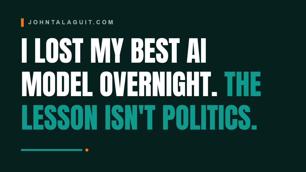 I Lost My Best AI Model Overnight. Here's What It Actually Taught Me