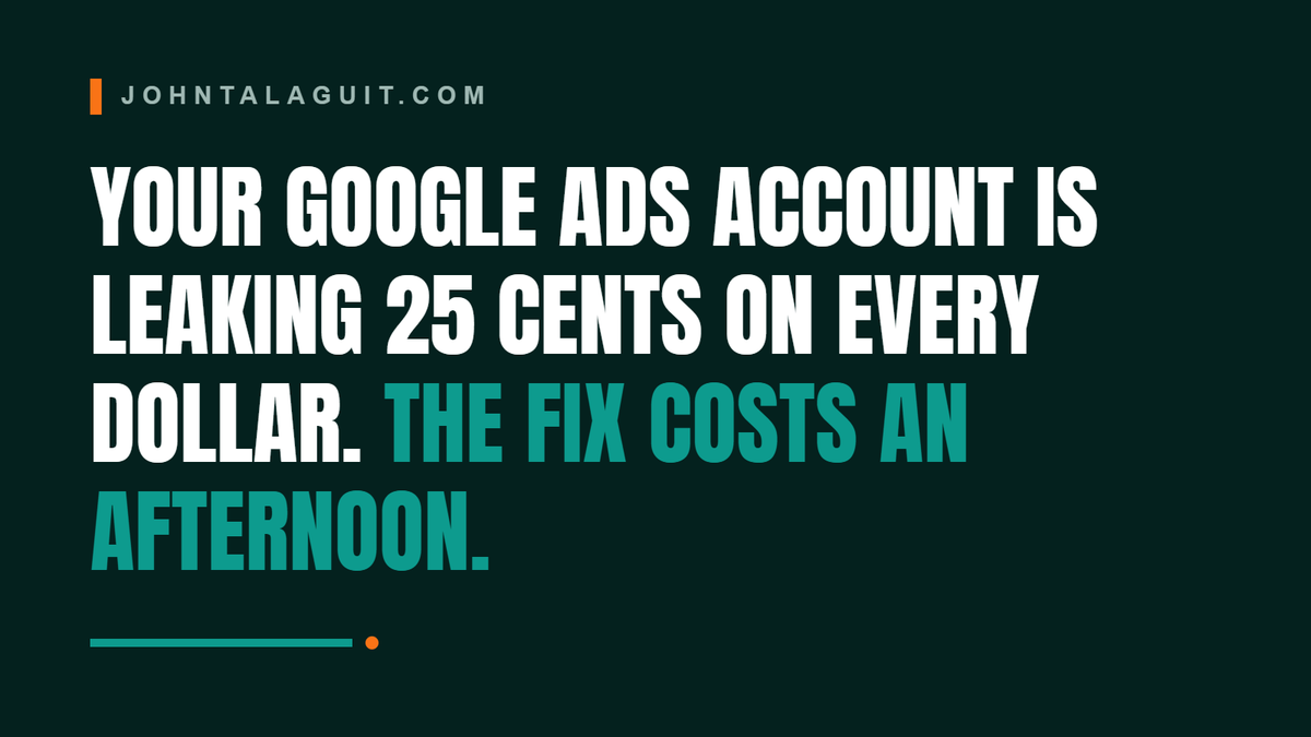 Your Google Ads Account Is Leaking 25 Cents on Every Dollar