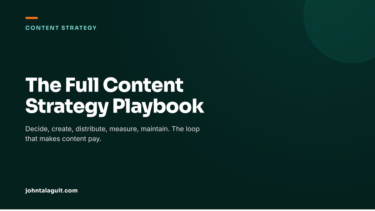 The Full Content Strategy Playbook, branded johntalaguit.com cover