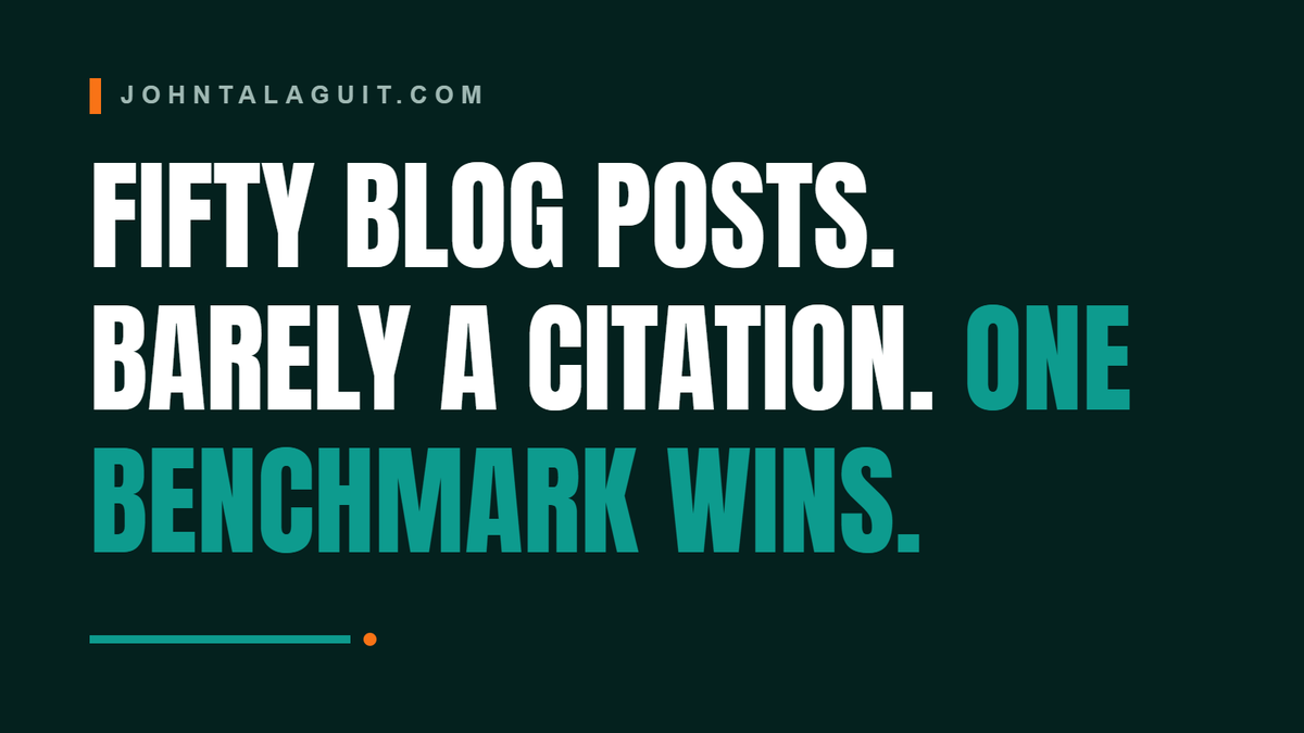 Cover banner: One Benchmark Beats Fifty Blog Posts in AI Search