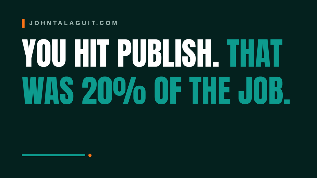 Cover banner: Publishing Isn't Distribution. That's Why Nobody Reads You