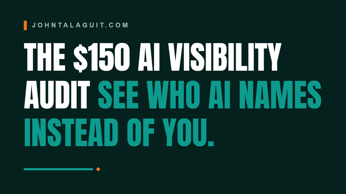 Cover banner: The $150 AI visibility audit, who AI names instead of you