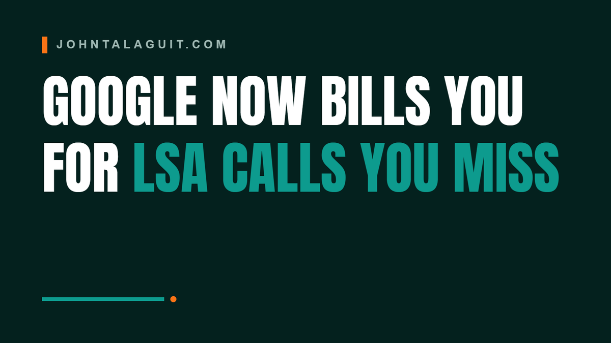 Cover banner: Google Now Bills You For LSA Calls You Miss