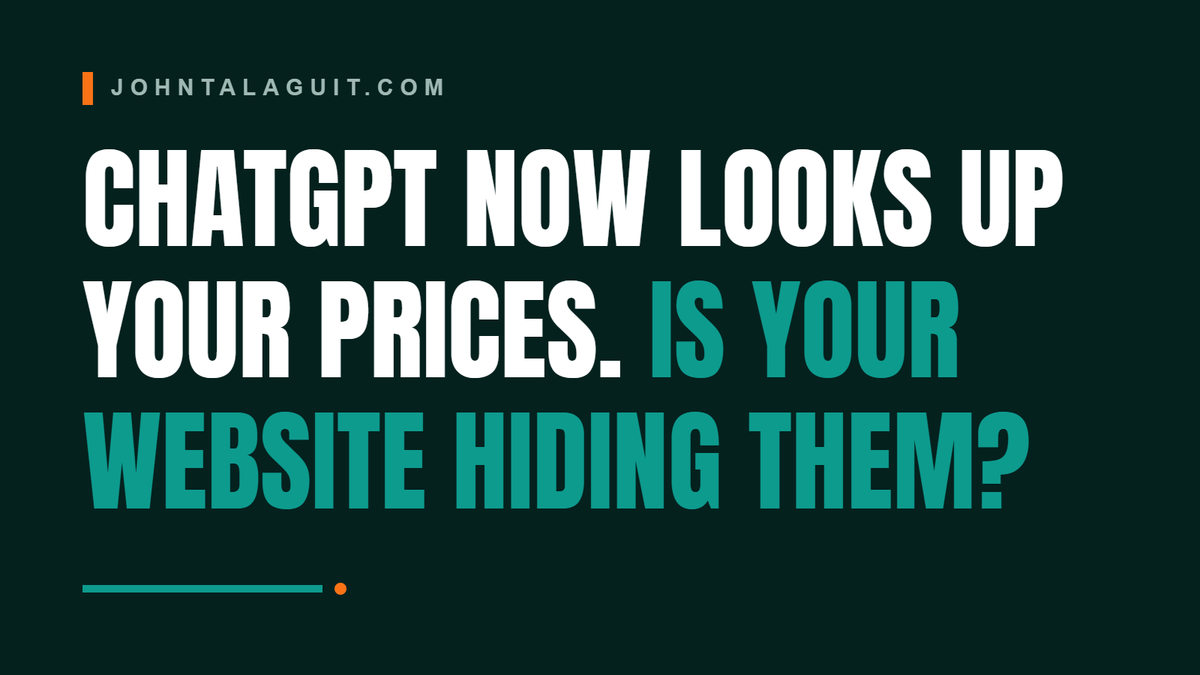Cover banner: ChatGPT Now Looks Up Your Prices. Is Your Website Hiding Them?