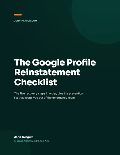 Cover of The Google Profile Reinstatement Checklist PDF