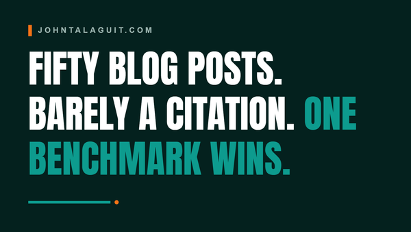 Cover banner: One Benchmark Beats Fifty Blog Posts in AI Search