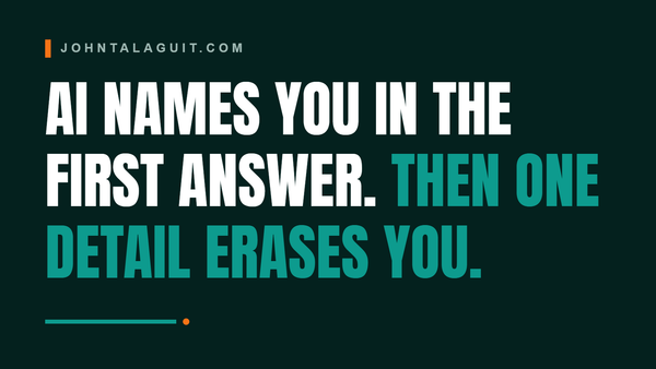 Cover banner: AI Names You, Then One Detail Erases You