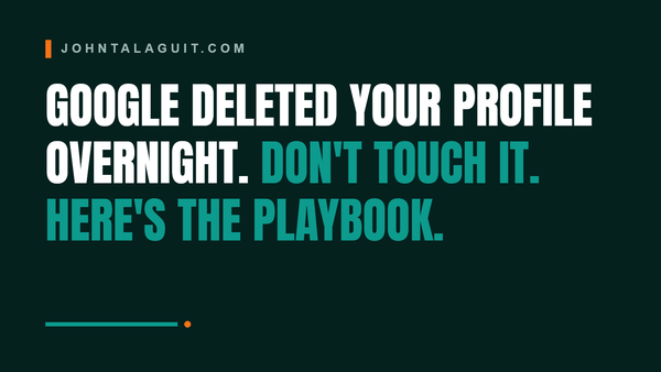 Cover banner: Google Suspended Your Profile? The Reinstatement Playbook.