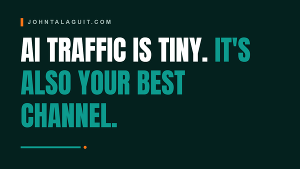 Cover banner: AI Traffic Is Tiny. It's Also Your Best Channel.