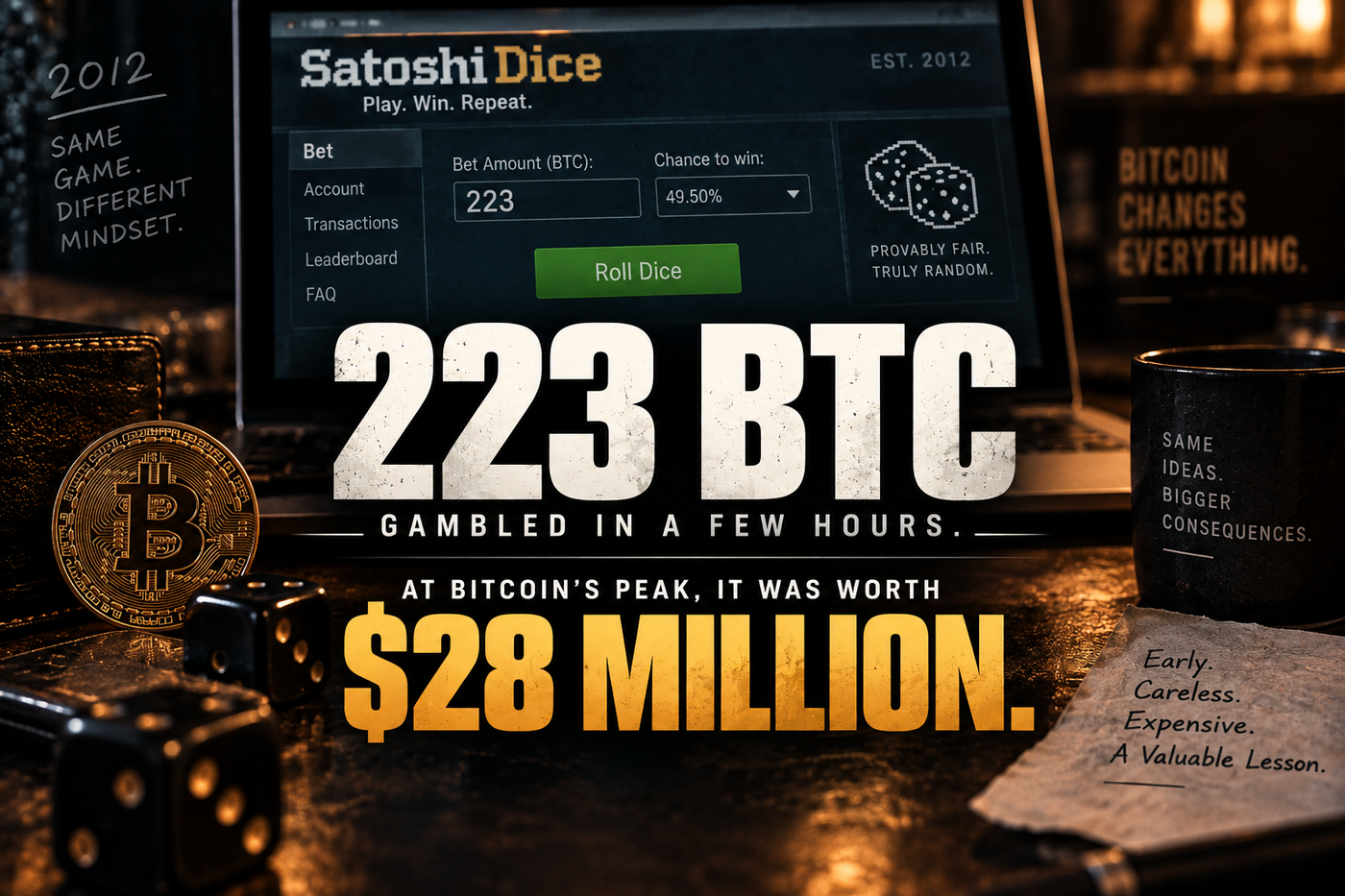 I Gambled 223 Bitcoin in a Few Hours. At Bitcoin’s Peak, It Was Worth $28 Million.