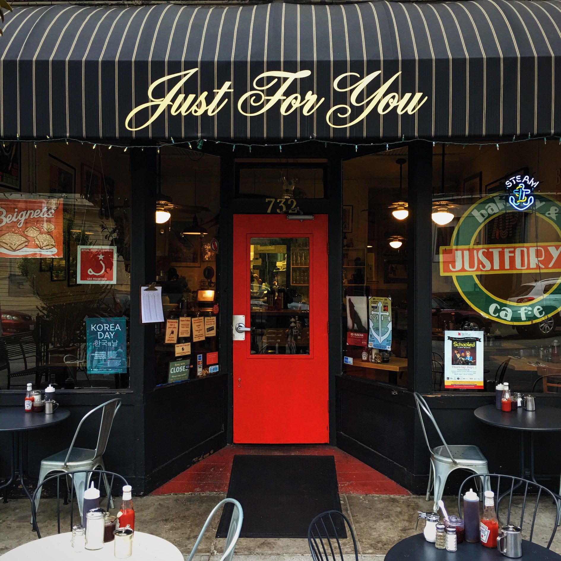 just for you cafe awning dogpatch san francisco