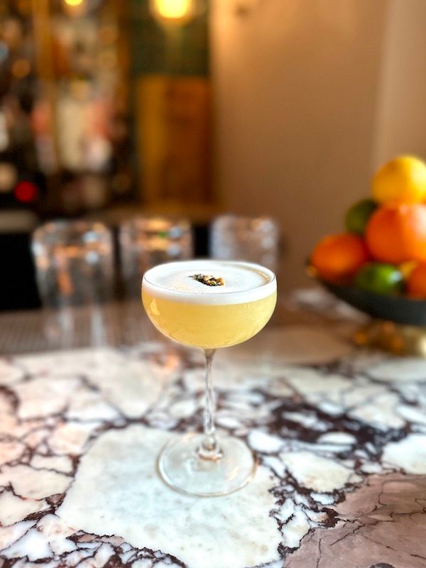 The Moon Is Down cocktail at Chez Noir’s fabulous bar in Carmel.