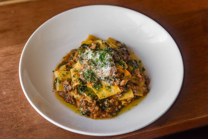 Pappardelle in a 10-hour bolognese. 