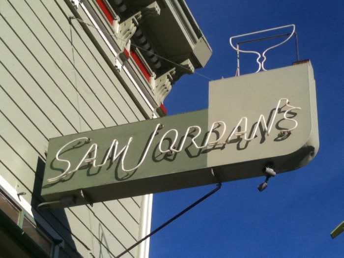 Sam Jordan's neon sign. 